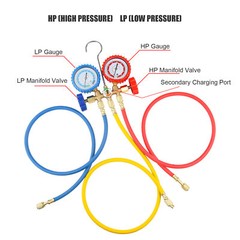 For R502 R134a R12 R22 AC Manifold Gauge Set A/C Refrigeration 3 Way Hose