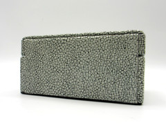 Leather Box Small Shagreen Embossed Gray Black