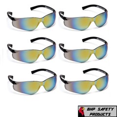 PYRAMEX ZTEK SAFETY GLASSES GOLD MIRROR LENS SUNGLASSES Z87+ S2590S (6 PAIR)