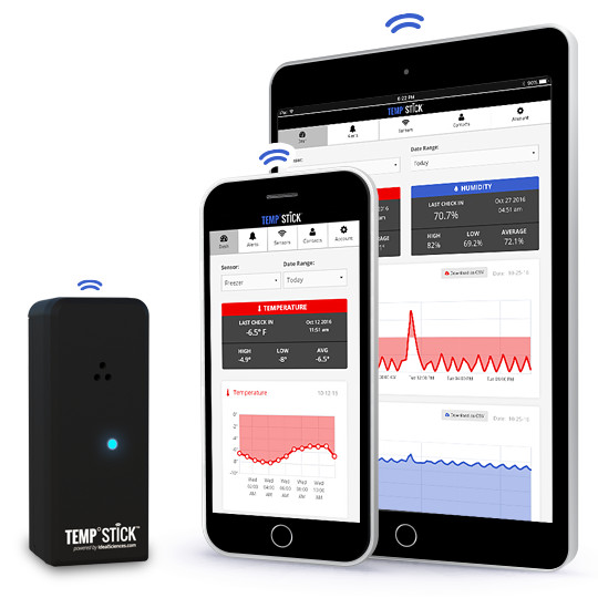 Temp Stick WiFi Temperature & Humidity Sensor 24/7 Monitoring & Alerts (Black)