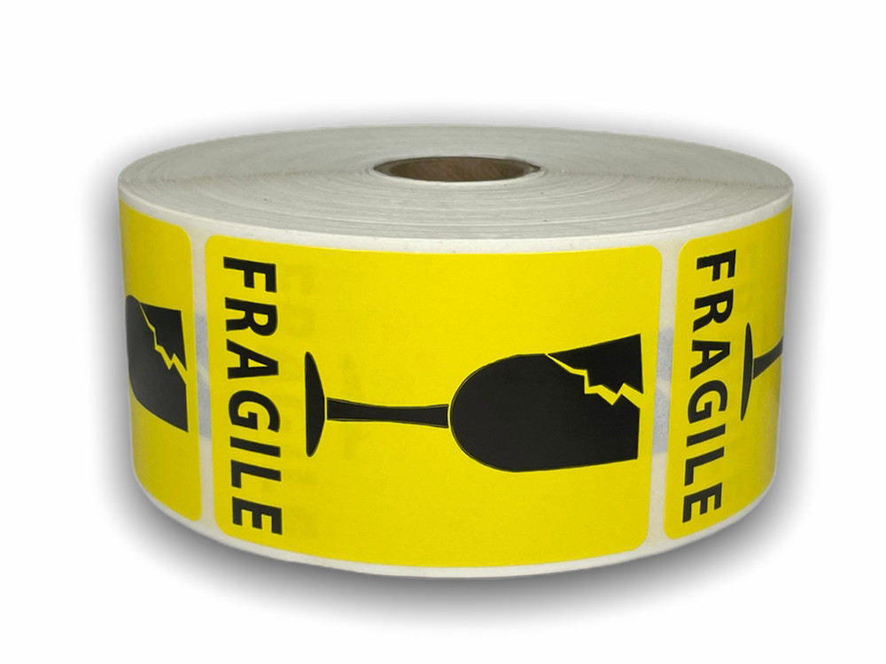 2×3-inch Cracked Glass / Fragile Yellow Labels Shipping Adhesive Stickers 500PCS