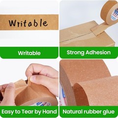 ADHES Biodegradable Kraft Paper Tape, Eco Friendly & Writable & Uncoated Paper