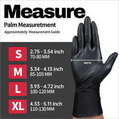 Advance Black Nitrile Exam Gloves IF 51, 5 Mil Disposable Gloves 1000pc S/M/L/XL