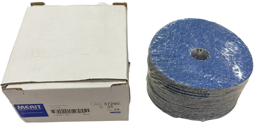 Merit 5″ x 7/8″ Resin Fiber Sanding Discs 24 Grit Zirconia Alumina 25 Pack