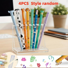 4-Pack Erasable Gel Pens Cartoon Animal Design Colorful Ink Fine Tip