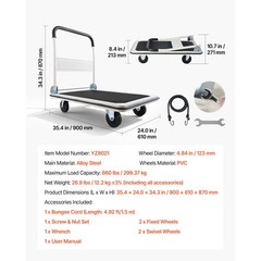 Uimoso Foldable Push Cart Dolly 660 lbs Capacity Folding Hand Truck with Wheels