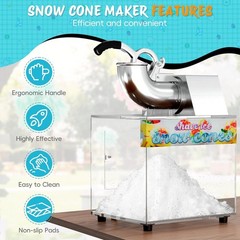48L Snow Cone Machine, 500LB/H Commercial Shaved Ice Machine for Snow Cones, 30