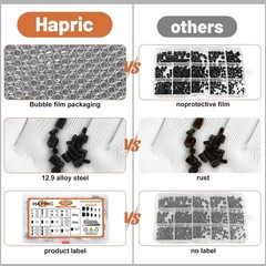 500 Pcs 25 Size Set Screws Metric&SAE Set Screw Assortment Kit 12.9 Alloy Ste…