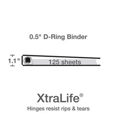 Oxford 3 Ring Binders, 0.5 inch ONE-Touch Easy Open D Rings, Inch, Black