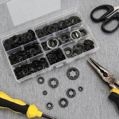 340pc Internal Tooth Star Lock Spring Quick Washer Push On Speed Nut Assortment