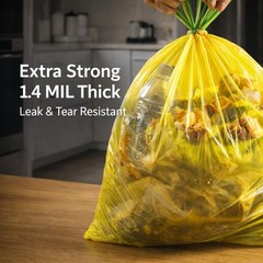 13 Gallon Biodegradable Trash Bags with Drawstring, 75 Count – 1.4 Mil Thi