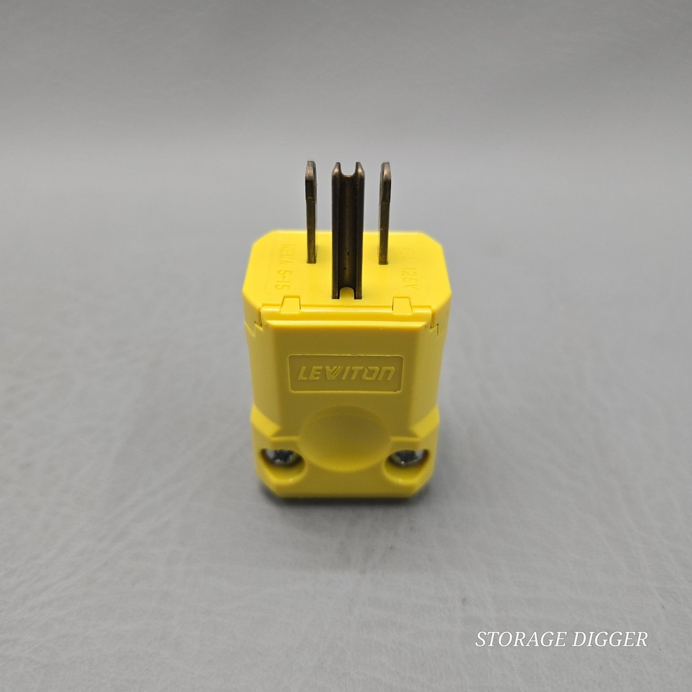 Leviton Yellow 3-Prong Electrical Plug 15 Amp 125 Volt NEMA 5-15, 2.75″ x 1.6″