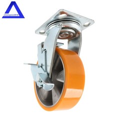 6 Inch Heavy Duty Caster Set 5000lbs, Double Ball Raceway Swivel Casters Orange