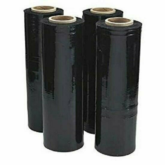 18” x 1500′ 80Ga 4 Rolls Pallet Wrap Stretch Film Hand Shrink Wrap 1500FT Black