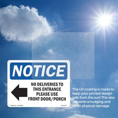 No Deliveries To This Entrance OSHA Notice Sign Metal,, Decal 5 or 10 Pack