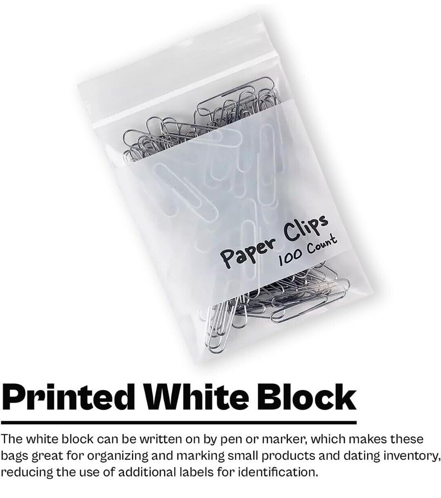 1000/PCS White Block 2″x3″ Clear Reclosable Seal Bag Plastic Zip Lock Bags 4Mil