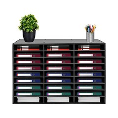 Modern 27 Slots File Storage Cabinet Literature Organizer Black 80*30.5*55.1cm