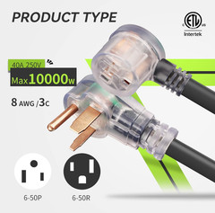 RVMATE 250V 25 Feet Welder Extension Cord, 8 AWG NEMA 6-50 STW | Heavy Duty Weld