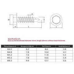 #8 Hex Washer Head Self Drilling Sheet Metal Tek Screws 410 Stainless Steel