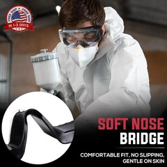 BISON LIFE SplashPro, Safety Goggles Over Glasses, ANSI Z87.1 Anti-Fog Safety Go