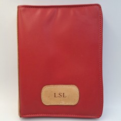 Jon Hart Design Red Coated Canvas 9″ Zippered 3-Ring Binder LSL Monogram