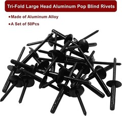 50Pcs Black Aluminum Tri-Fold Exploding Pop Rivets 3/16 Large Flange 3/16”x1′