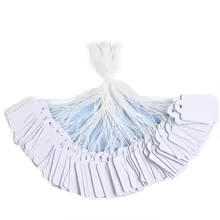 100Garage Sale Price Tags Size White Merchandise Hang String Strung Garment