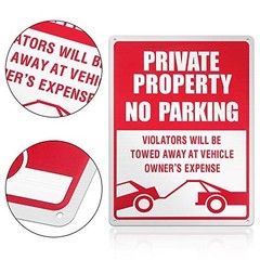 3-Pack No Parking Signs – 14 x 10 Inches Reflective Private Property Signs