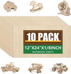 10 Pack Basswood Sheets 1/8x12x24″ Unfinished Wood for Laser Cutting & Crafts