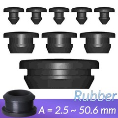 Black Snap-On Hole Plug Silicone Rubber Blanking Seal Bung Pipe Tube 2.5mm-61mm