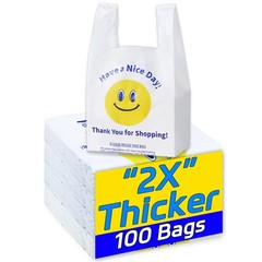 Heavy Duty TShirt Bags White 11x6x21 100 Count Plastic Grocery Shopping