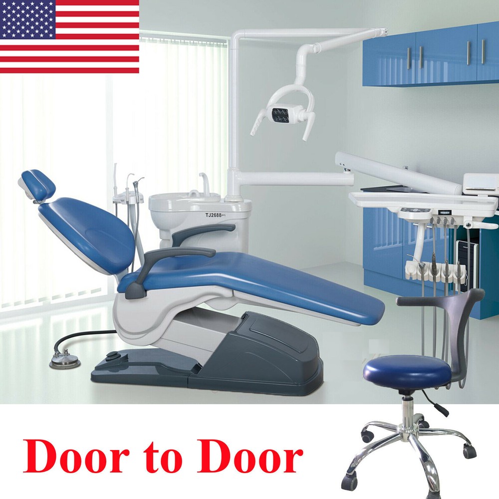 Dental Unit Chair Hard Leather Computer Controlled DC Motor+Stool Kit USA
