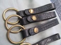CHOICE of ONE (1) Flashlight/Baton Holder-Blk Leather Basketweave w/Brass Ring