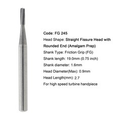 50pcs Dental Carbide Burs Round Friction Grip High Speed FG 245 330 2 4 6 8 557