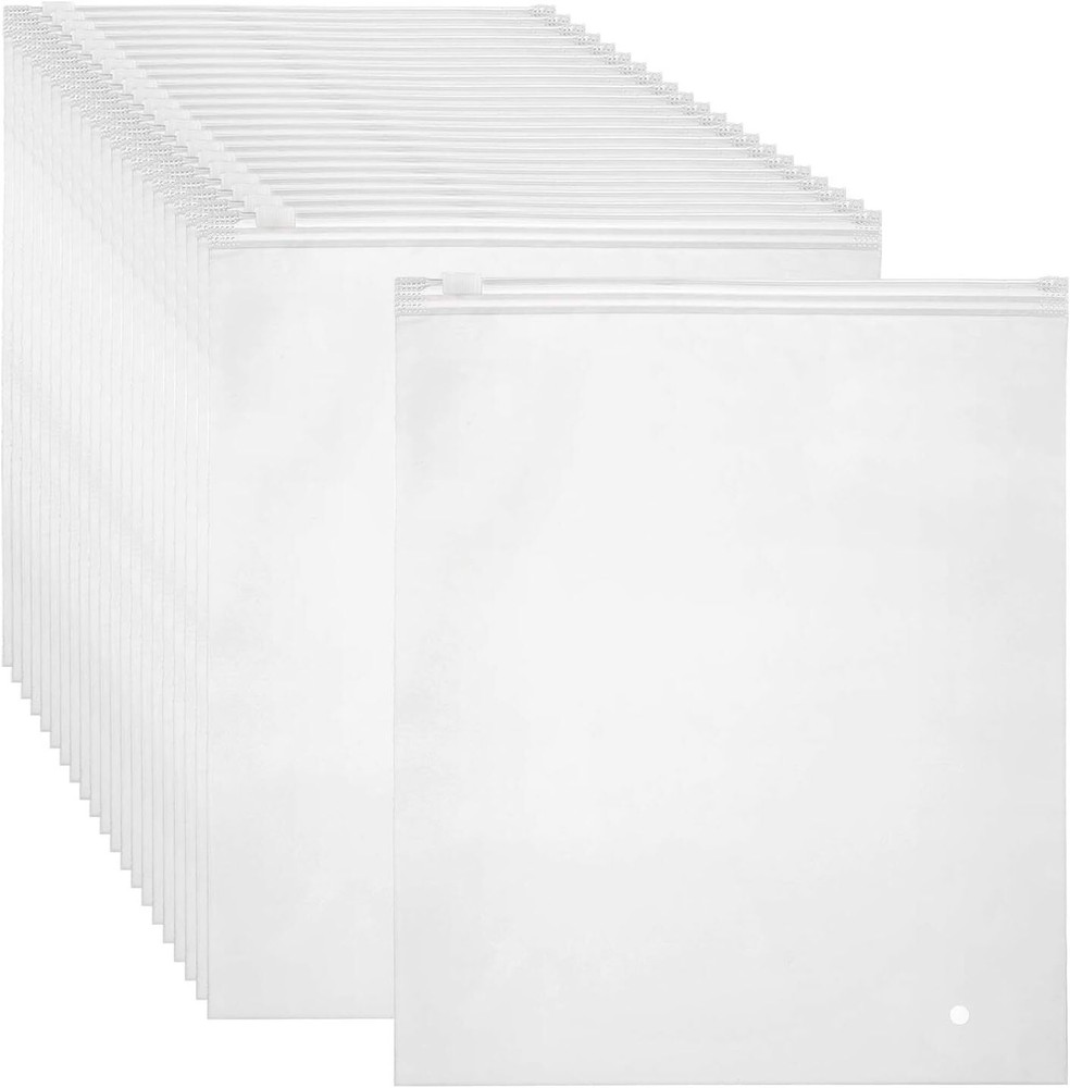 Frosted Zipper Poly Bags 50PCS 14×16 inch Plastic Bags for Clothes Tshirt Packi