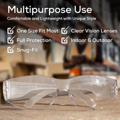 Bison Life Safety Glasses: 12-Pair Pack, Scratch-Resistant & Impact-Resistant