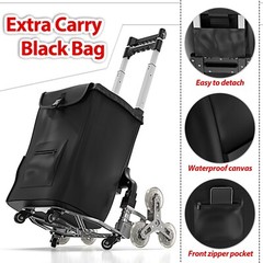 2in1 Folding Grocery Basket Cart Shopping Wheels Stair Climbing Adjustable Dolly