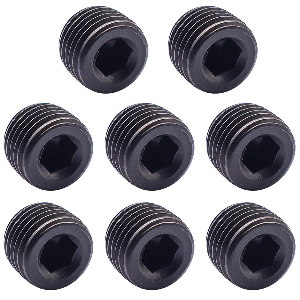 8PCS 1/2″NPT Male Pipe Plug Fitting Black Carbon Steel Pipe Plug Set Internal He