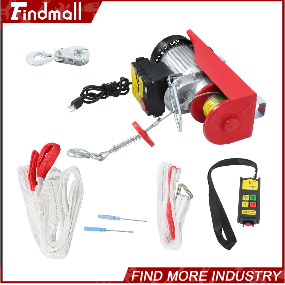 Findmall 1320lbs Electric Hoist 328ft/100m Wireless Remote Control 110V 1150W