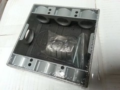 Weatherproof 2-Gang Metal Extension Box Ring 8 Eight 3/4″ Holes GRAY Outdoor