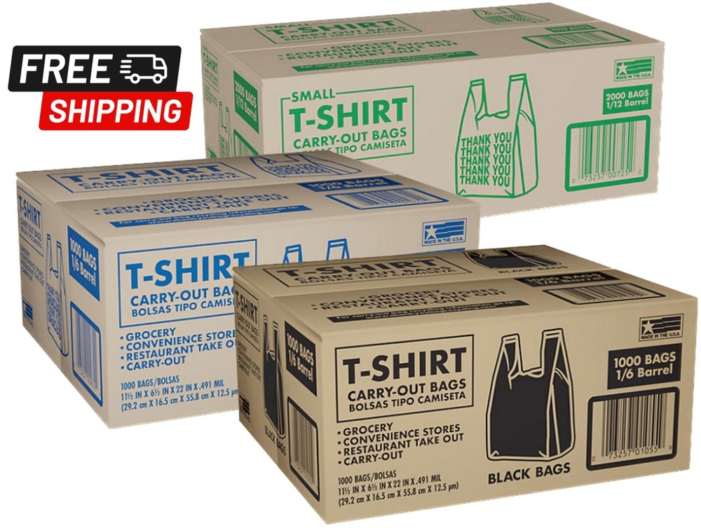 T-Shirt Carry-Out Bags Shopping Thank You Bags (1,000 – 2,000ct.)