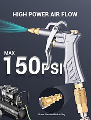 JASTIND Industrial Air Blow Gun with Brass Adjustable Flow Nozzle and 2…