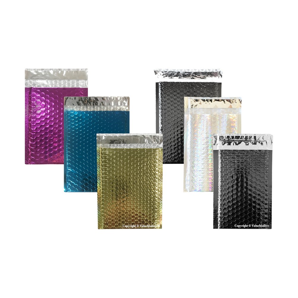 #000 Glamor Metallic Poly Kraft Bubble Mailers Envelopes 4×8 Bags 4.5″ Wide