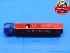 1/2 14 NPT L1 PIPE THREAD PLUG GAGE .5 .50 .500 .5000 N.P.T. NATIONAL TAPER