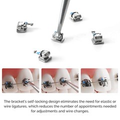 10X AZDENT Dental Ortho MIM Self Ligating Bracket Mini Roth.022 Hooks 345