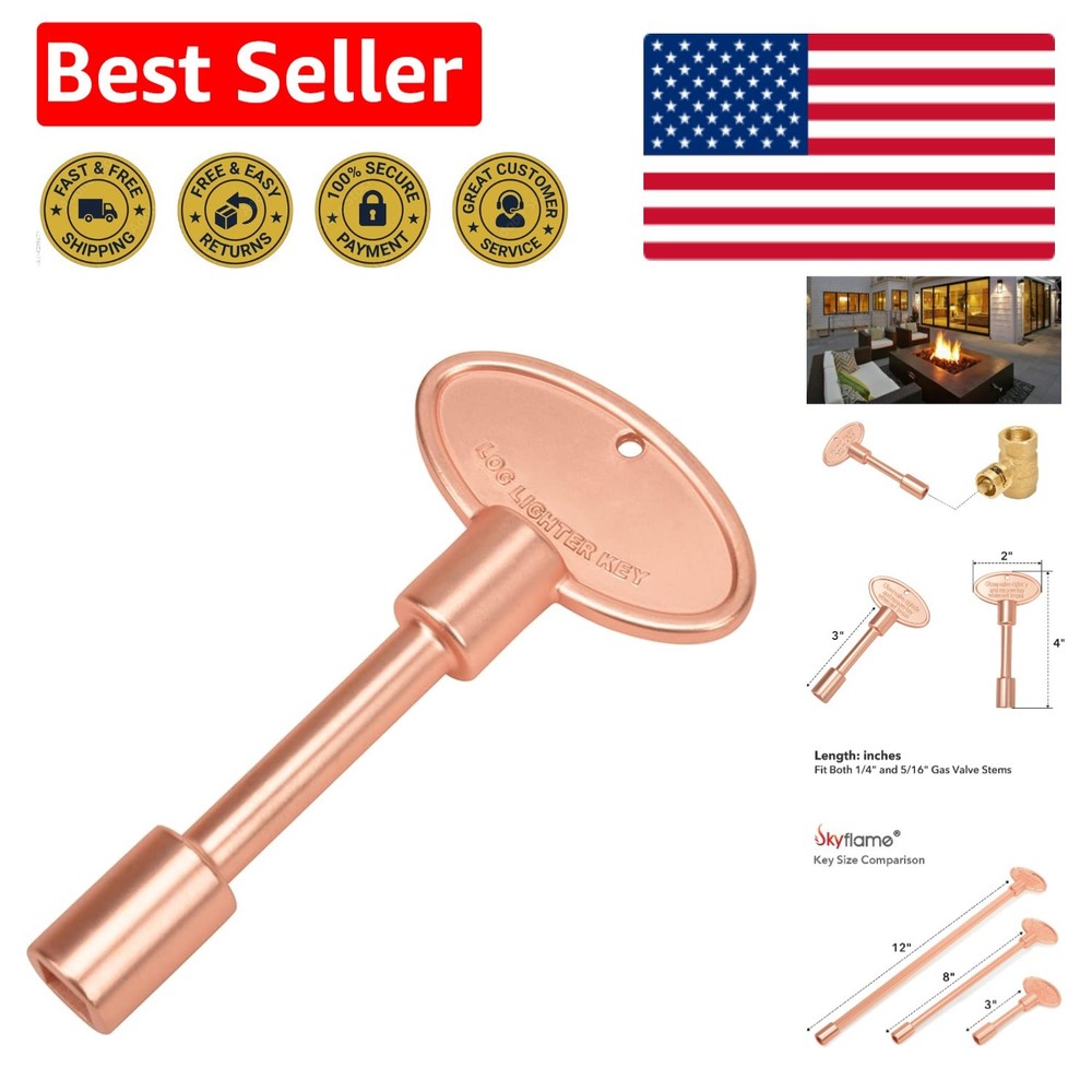 Rose Gold Universal Gas Valve Key – Elegant 3″ Handle for Fire Pit & Fireplace