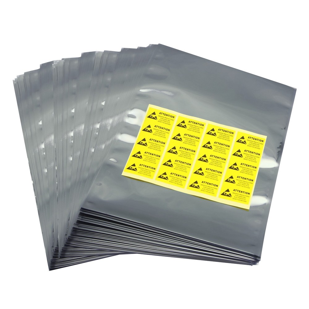 25 Open Top 8″ X 12″ Anti-Static ESD Bags and Labels; US Stock