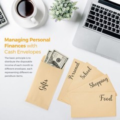 100 PACK Brown Cash Envelopes 3 1/2 x 6 1/2 for Budgeting, Small Kraft Money