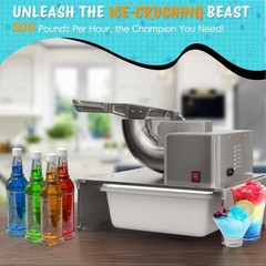 Commercial Snow Cone Machine 500LB/H Ice Crusher 300W