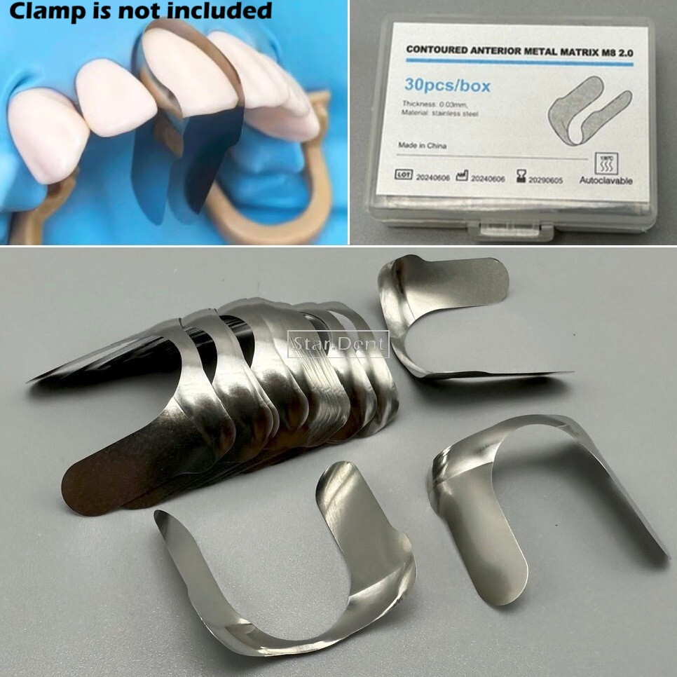 Dental Proximal Contoured Anterior Strips Twin Matrices Metal Matrix Strip Bands